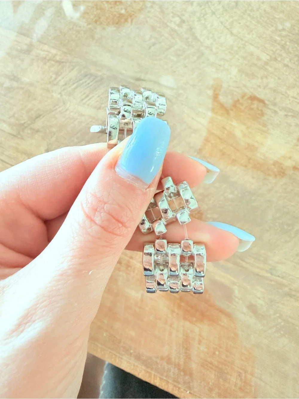 Polished Silver Link Replacement Band for Smartwatch